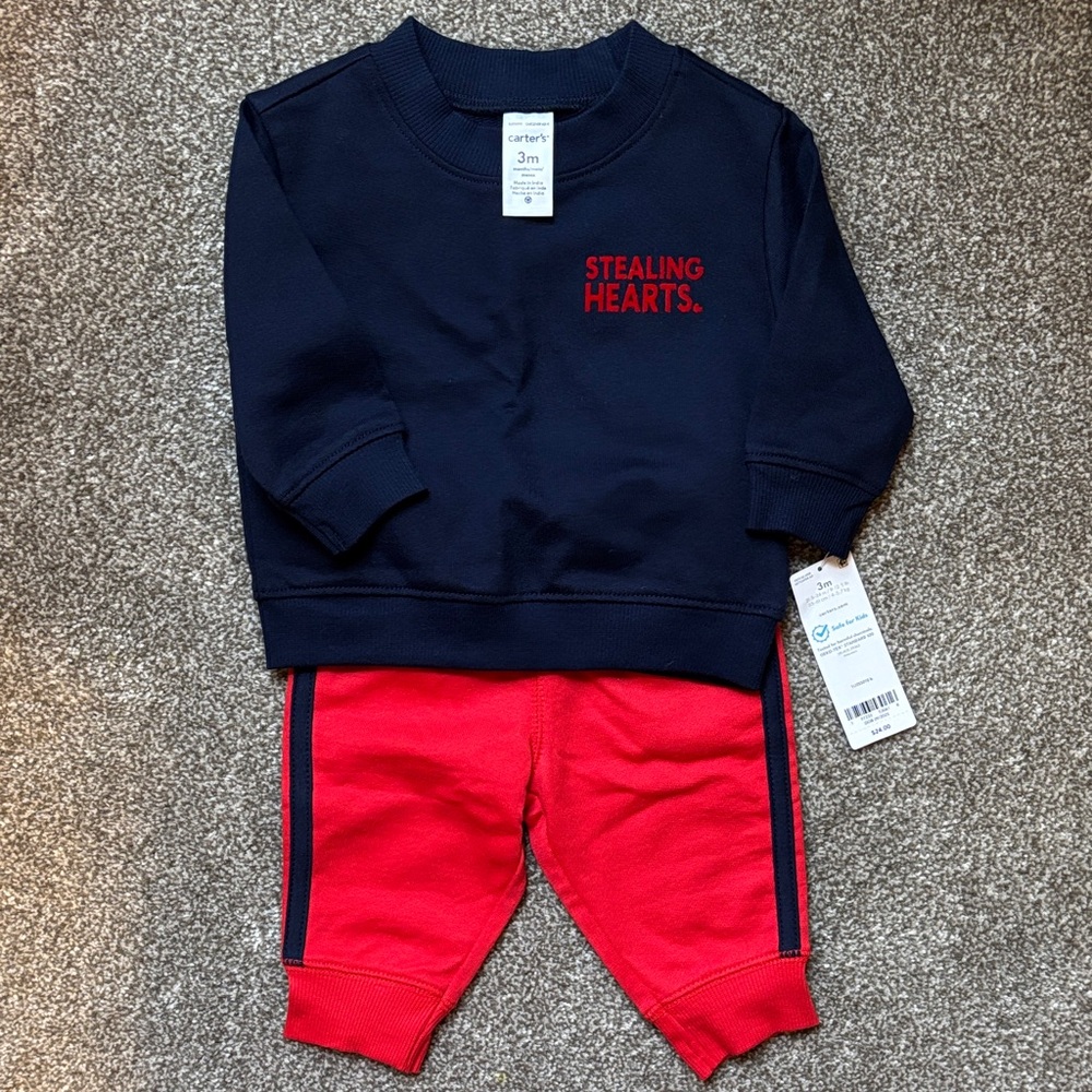 Carter's Navy and Red Sweatshirt and Joggers Set